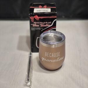 Rose Gold Wine Tumbler with Straw